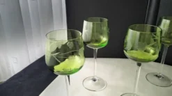 5 Verres à vin blanc d'Alsace Décor gravé