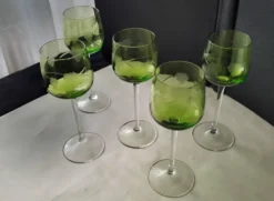 5 Verres à vin blanc d'Alsace Décor gravé