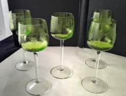 5 Verres à vin blanc d'Alsace Décor gravé