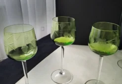 5 Verres à vin blanc d'Alsace Décor gravé