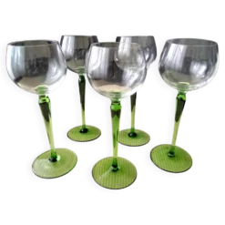 5 Verres à vin blanc d'Alsace en verre uni