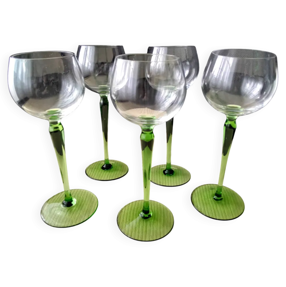 5 Verres à vin blanc d'Alsace en verre uni