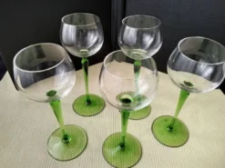 5 Verres à vin blanc d'Alsace en verre uni