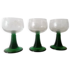3 verres vin d'Alsace à pied torsadé vert 20 cl