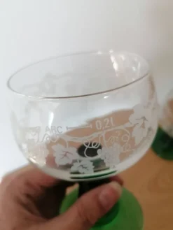 3 verres vin d'Alsace à pied torsadé vert 20 cl