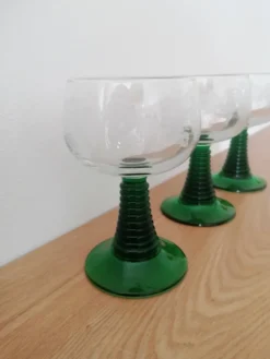 3 verres vin d'Alsace à pied torsadé vert 20 cl