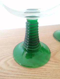3 verres vin d'Alsace à pied torsadé vert 20 cl