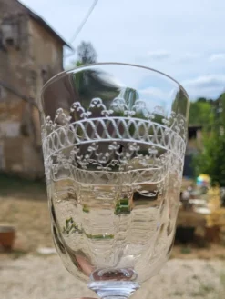 6 verres à vin / eau en verre gravé début XXème