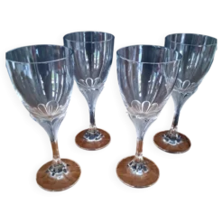 4 verres à vin en cristal d arques Modèle Granville