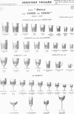 6 verres à vin en cristal de Baccarat, modèle Nancy