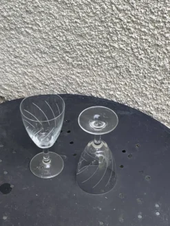 7 verres à vin en cristal et verre ciseles vintage