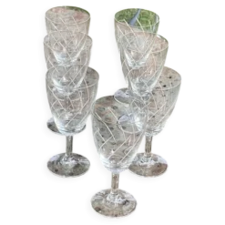 7 verres à vin en cristal et verre ciseles vintage