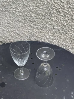 7 verres à vin en cristal et verre ciseles vintage
