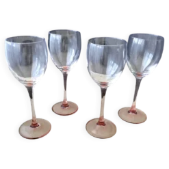 4 Verres à vin Luminarc jambe rose