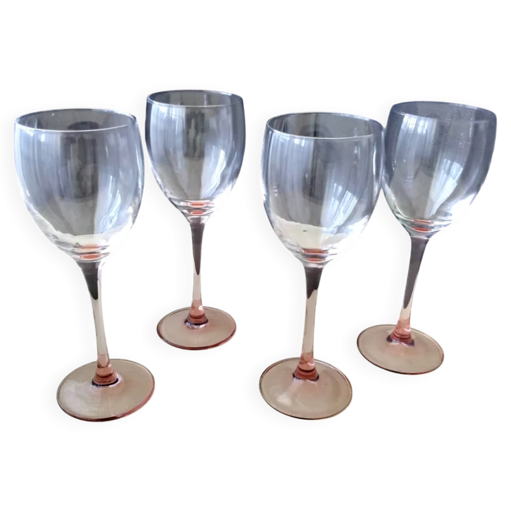 4 Verres à vin Luminarc jambe rose