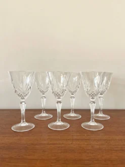 6 verres à vin "Masquerade" Cristal d'Arques vintage