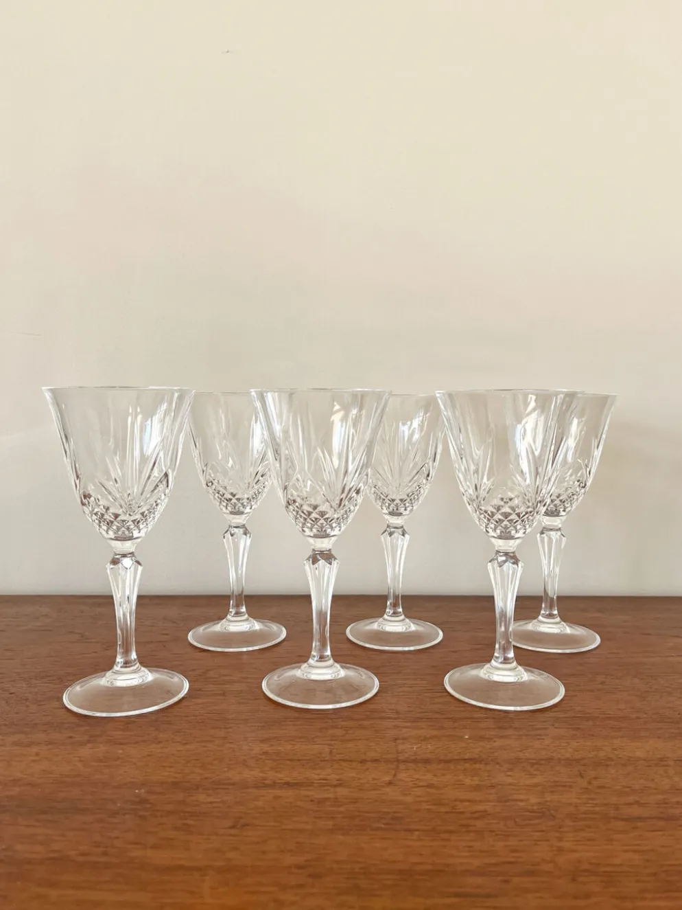 6 verres à vin "Masquerade" Cristal d'Arques vintage