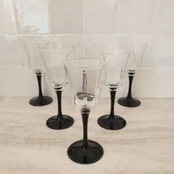 6 verres à vin Octime octogonal pied noir