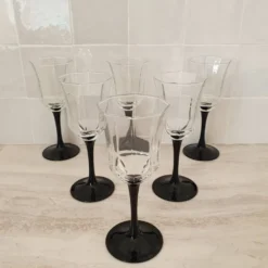 6 verres à vin Octime octogonal pied noir