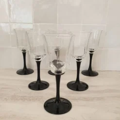 6 verres à vin Octime octogonal pied noir