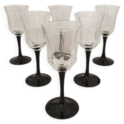 6 verres à vin Octime octogonal pied noir