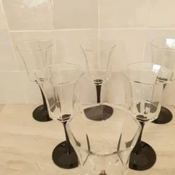 6 verres à vin Octime octogonal pied noir
