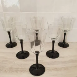 6 verres à vin Octime octogonal pied noir