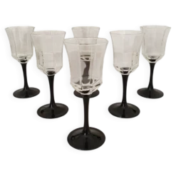 6 verres à vin Octime octogonal pied noir