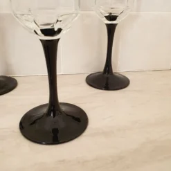 6 verres à vin Octime octogonal pied noir