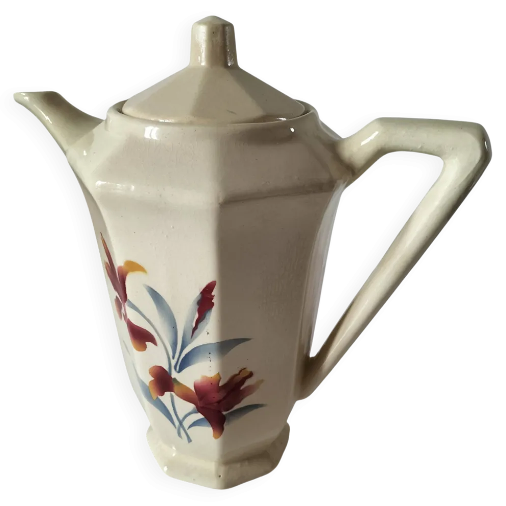 Verseuse Digoin Sarreguemines modèle 9225 – décor floral stylisé