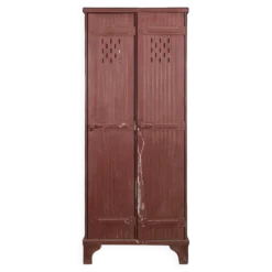 Vestiaire d'atelier en métal peint rouge à deux portes