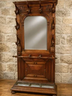 vestiaire d’entrée à miroir en noyer – XIXe siècle