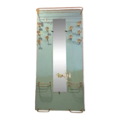 Vestiaire d'entrée mural vintage avec miroir et patères