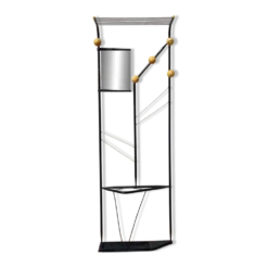 Vestiaire d’entrée postmoderne années 1980 en métal noir et bakélite 180 cm