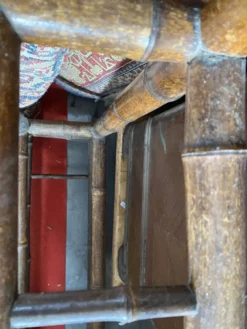 Vestiaire d'Entrée Vintage en Bambou - Miroir Losange