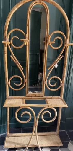 Vestiaire en bambou et rotin années 60