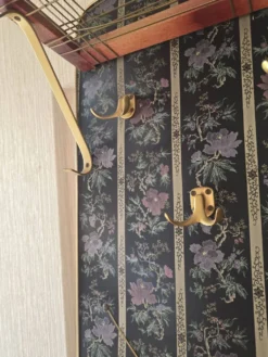 Vestiaire mural vintage 60/70 avec miroir, patères et tiroir
