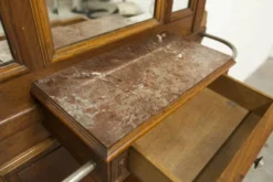 Vestiaire Napoléon III en noyer fin 19e, 3 miroirs, marbre