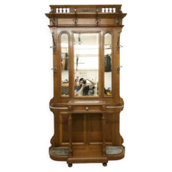 Vestiaire Napoléon III en noyer fin 19e, 3 miroirs, marbre