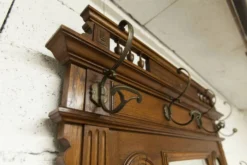 Vestiaire Napoléon III en noyer fin 19e, 3 miroirs, marbre