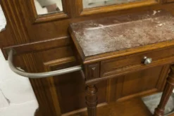 Vestiaire Napoléon III en noyer fin 19e, 3 miroirs, marbre