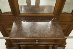 Vestiaire Napoléon III en noyer fin 19e, 3 miroirs, marbre