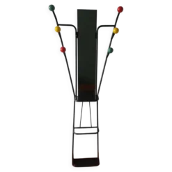 Vestiaire porte manteau boules de billard et miroir style Roger Feraud