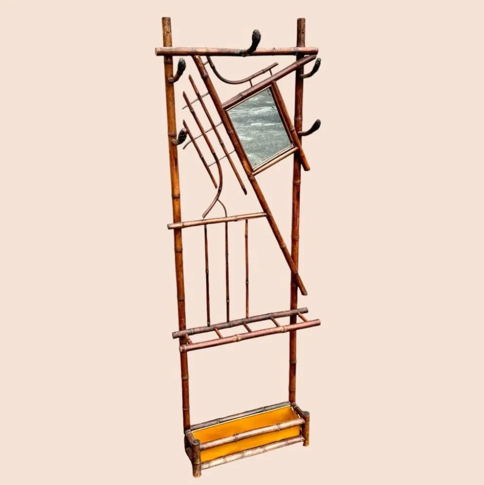Vestiaire portemanteau 1900 en bambou