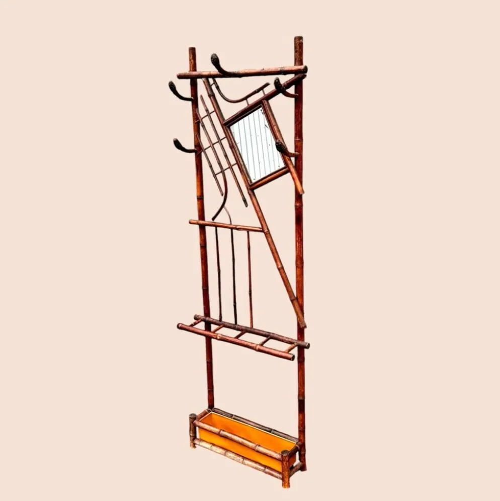 Vestiaire portemanteau 1900 en bambou