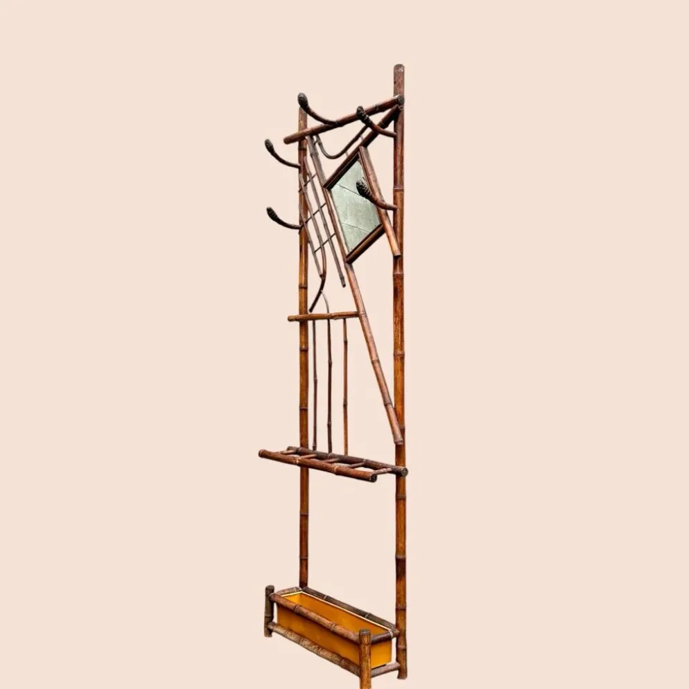 Vestiaire portemanteau 1900 en bambou