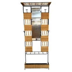 Vestiaire, portemanteau en rotin, années 70