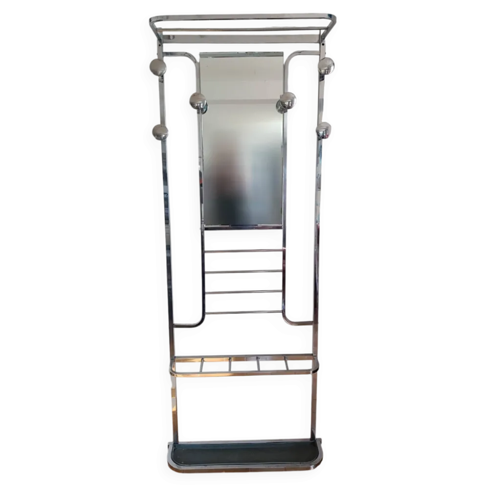 Vestiaire / porte-manteau vintage en laiton chromé - art déco
