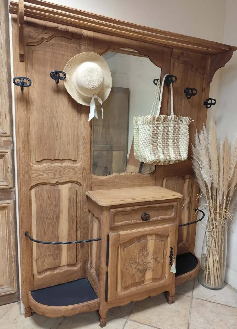 Vestiaire porte-manteaux en chêne massif