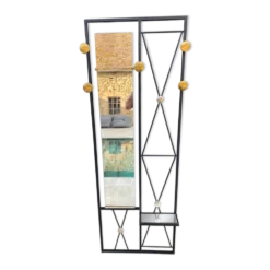 Vestiaire porte manteaux mural miroir d’entrée 182x64cm années 1950 vintage